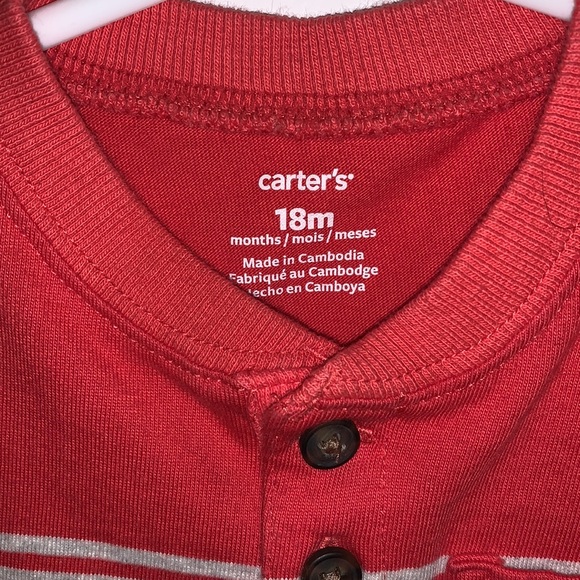 EUC!  Carter’s Red and Gray Romper - Picture 3 of 3